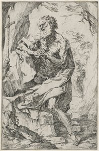 Svatý Jeroným (lept na položený papír) od Guido Reni