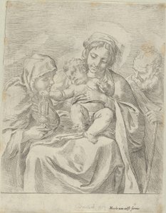 Svatá rodina se svatou Klárou, 1590-1600. od Guido Reni