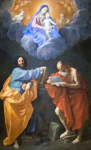 Panna ve slávě se svatými Tomášem a Jeronýmem (olej na plátně) od Guido Reni