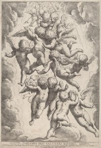 Andělé ve slávě od Guido Reni, after Luca Cambiaso