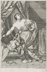 Smrt Lucretia, c. 1700-50 možná Antonio Billy (aktivní první polovina 18. století) (lept na papíře) od Guido after Reni
