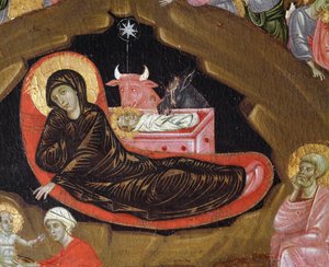 Narození Páně, detail života Krista - tempera na dřevě