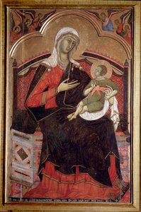 Panna s dítětem Panna Maria s Ježíškem - obraz Guido da Siena (aktivní mezi 1260 a 1280)