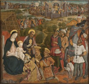 Klanění tří králů - Klanění tří králů, Cozzarelli, Guidoccio di Giovanni (1450-1517). Tempera a olej na plátně. Rozměry: 168 x 176 cm. Národní muzeum Stockholm od Guidoccio di Giovanno Cozzarelli