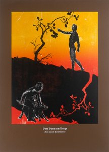 Na stromě na úbočí hory, Tak pravil Zarathustra, 2023 (dřevoryt a sítotisk) od Guilherme Pontes