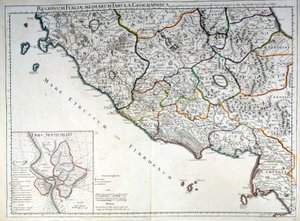 Historická mapa italské oblasti, kde žili Etruskové podle Atlasu G. Delysle od Guillaume (after) Delisle