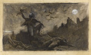 Han z Islandu pije krev svých obětí, asi 1889 (olej na plátně) od Guillaume Albert Demarest