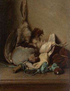 Zátiší s holubem hřivnáčem a Prašným rohem od Guillaume Anne van der Brugghen