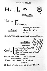 Kaligram (rhebus) od Guillaume Apollinaire (1880-1918): „“ Come of Dieuze““