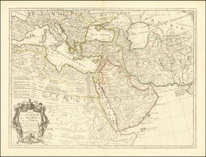 1701 mapa - Mapa Turecka, Arábie a Persie od Guillaume Delisle