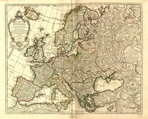 Mapa Evropy. LOC 97683588 od Guillaume Delisle
