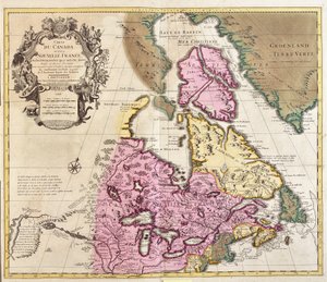 Mapa Kanady a Grónska (lept od Guillaume Delisle