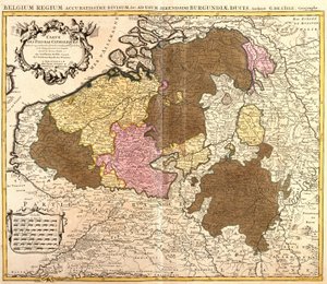 Mapa katolického Nizozemska (Belgie a Lucembursko) (lept od Guillaume Delisle