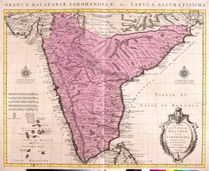 Mapa Coromandel a Malabar (Indie) (lept od Guillaume Delisle