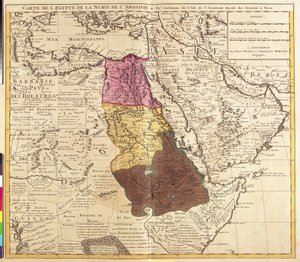 Mapa Egypta, Núbie (Súdán) a Habeše (Etiopie) (lept
