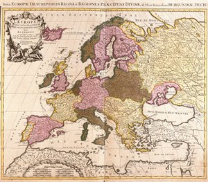 Mapa Evropy (lept od Guillaume Delisle