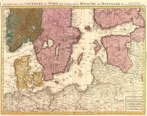 Mapa severních království (Dánsko, Švédsko, Norsko a Finsko) (lept od Guillaume Delisle