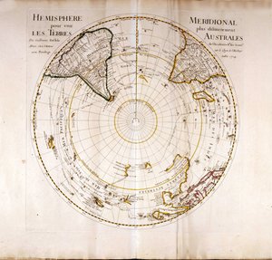 Pohled na jižní (antarktický) pól Atlas od Guillaume Delisle (1675-1726), geograf od Guillaume Delisle