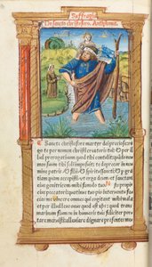 Tištěná kniha hodin (římské užití): fol. 101v, sv. Kryštof od Guillaume Le Rouge