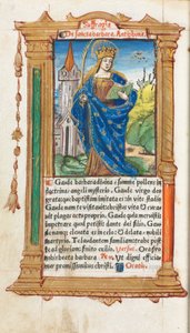 Tištěná kniha hodin (římské užití): fol. 110v, sv. Barbora od Guillaume Le Rouge