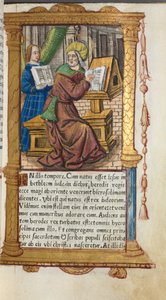 Tištěná kniha hodin (římské užití): fol. 19r, sv. Matouš od Guillaume Le Rouge