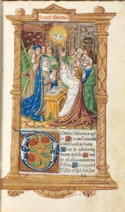Tištěná kniha hodin (římské užití): fol. 58r, Letnice od Guillaume Le Rouge