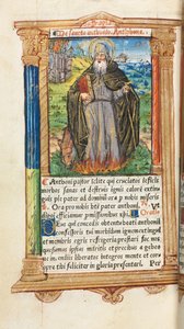 Tištěná kniha hodin Použití Říma: fol. 104v, opat svatého Antonína, 1510. od Guillaume Le Rouge