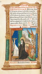 Tištěná kniha hodin Použití Říma: fol. 84v, Dominikánská jeptiška v modlitbě, 1510. od Guillaume Le Rouge