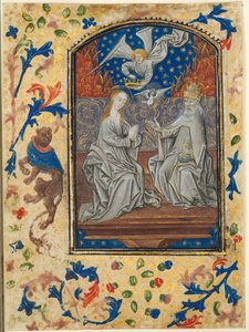 List z knihy hodin: Panna a dítě na trůnu, c. 1470-1480.