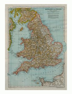Mapa Anglie a Walesu, c1910