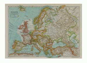 Mapa Evropy, c1910