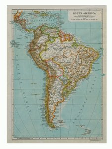 Mapa Jižní Ameriky, c1910