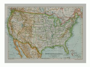 Mapa Spojených států amerických, c1910