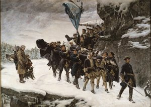 Le transport du corps du roi Charles (Carl) XII de Suede (1682-1718) - Přinést domů tělo švédského krále Karla XII - Cederstroem, Gustaf (1845-1933) - 1884 - Olej na plátně - 265x371 - Nationalmuseum Stockholm