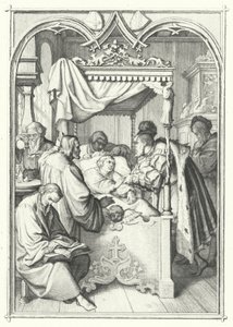 John, saský kurfiřt, navštěvuje Martina Luthera v nemocnici (rytina) od Gustav Ferdinand Leopold Konig
