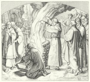 Martin Luther pálil papežskou bulu ve Wittenbergu, 1520 od Gustav Ferdinand Leopold Konig