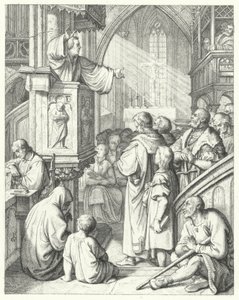 Martin Luther pronáší kázání (rytina) od Gustav Ferdinand Leopold Konig