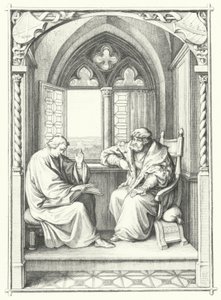Martin Luther čte z Bible Janovi, saskému kurfiřtovi (rytina) od Gustav Ferdinand Leopold Konig