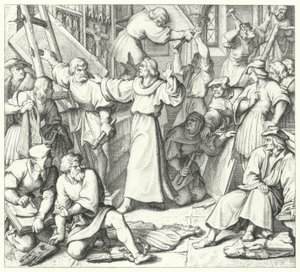 Martin Luther omezuje obrazoborce ve Wittenbergu (rytina) od Gustav Ferdinand Leopold Konig