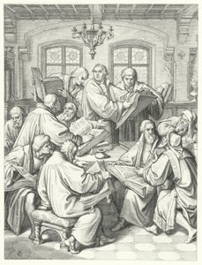 Martin Luther překládá bibli do němčiny (rytina) od Gustav Ferdinand Leopold Konig
