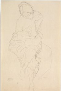 Čelní pohled na osobu sedící na stoličce od Gustav Klimt