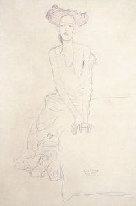 Aug Ruhubeit Mladá žena, podpírající se rukama, 1908 od Gustav Klimt