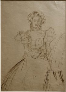Portrét Sonji Knipsové - sedící v křesle zepředu od Gustav Klimt