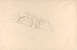 Stočená dívka na posteli od Gustav Klimt