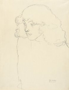 Polodlouhý portrét dívky ve tříčtvrtečním profilu, 1913 od Gustav Klimt