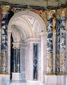 Interiér Kunsthistorisches Museum ve Vídni, detail znázorňující klenbu a výzdobu figurín znázorňující italskou renesanci, 189091 (nástěnná malba)