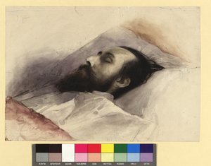 Julius Lott (1836-1883) na smrtelném loži od Gustav Klimt