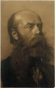 Hlava vousatého muže z tříčtvrtečního profilu vpravo od Gustav Klimt