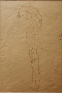 Nahá dívka se skloněnou hlavou doleva od Gustav Klimt