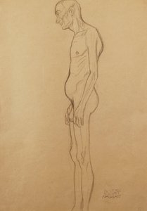 Nahí muži; nahý muž vlevo, od Gustav Klimt